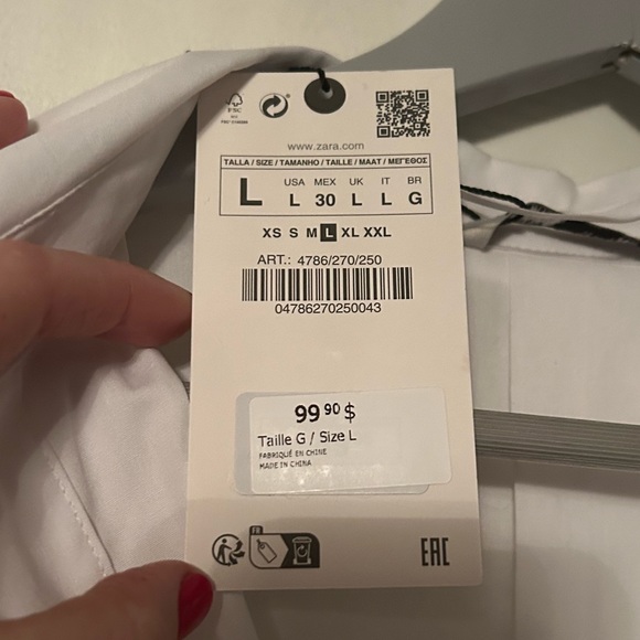 NWT ZARA Jewel Poplin Shirt - Picture 8 of 8